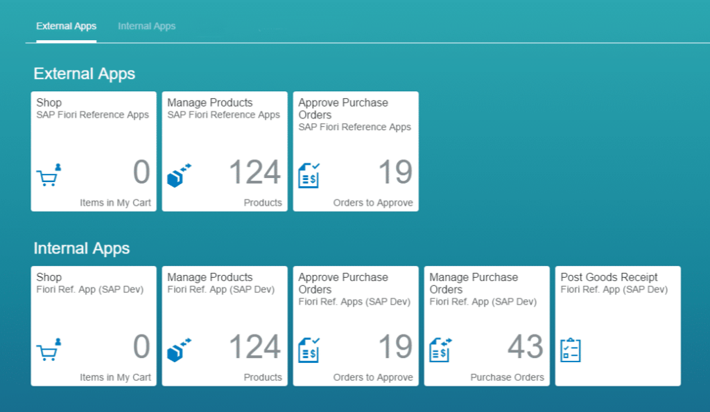 Screenshot de la solución SAP Fiori Launchpad